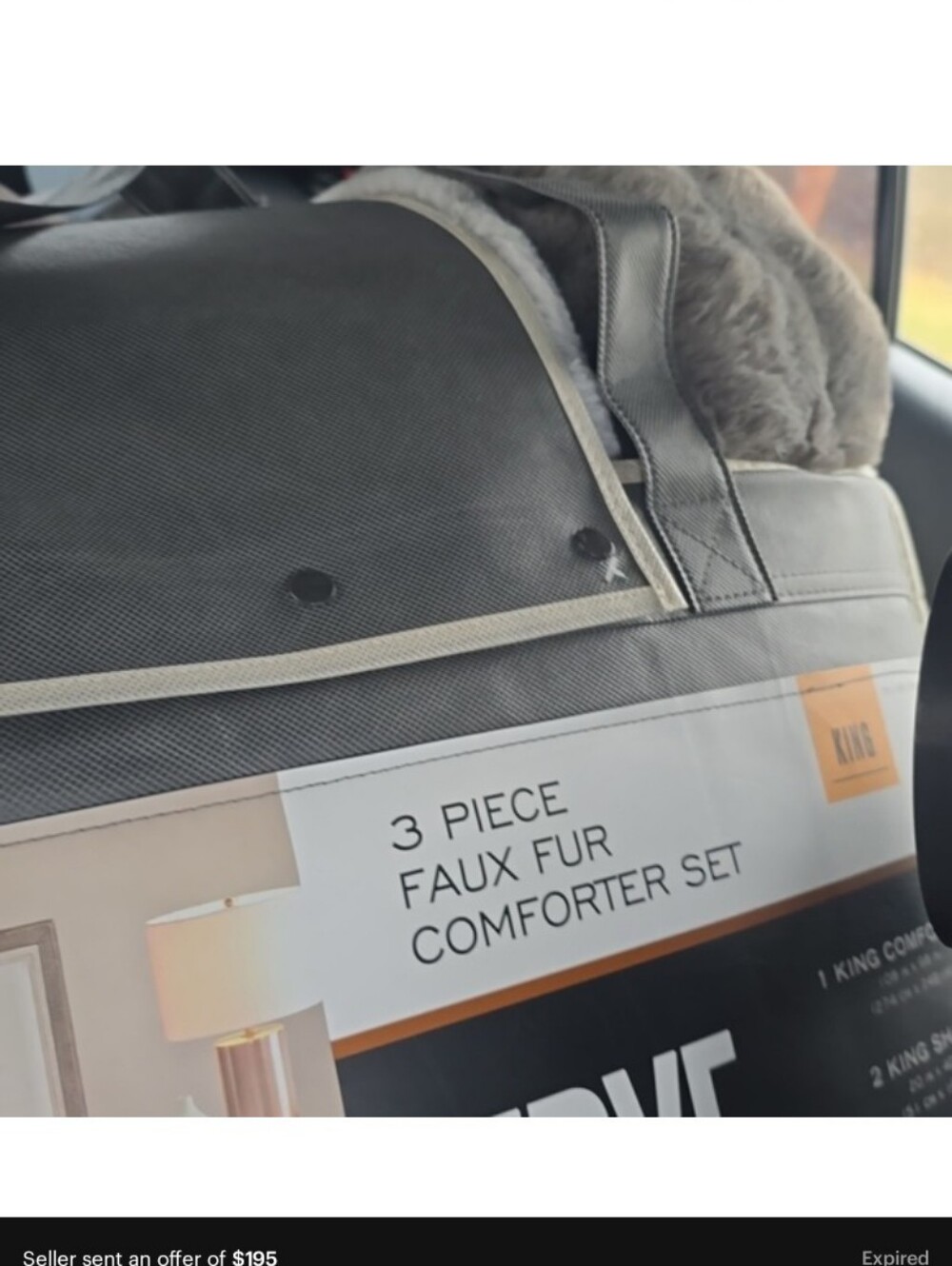 Frye Faux Rabbit Fur Comforter Set 3pc 930 GSM King Oversized NEW - Picture 4 of 7